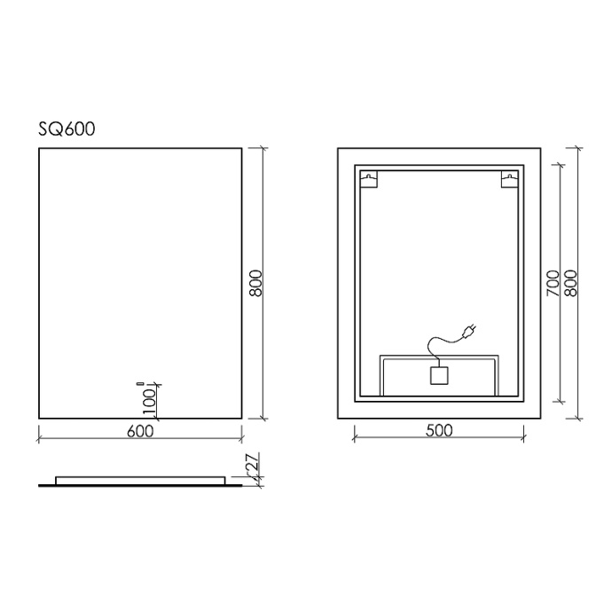 Зеркало Sancos Square 60х80 с подсветкой SQ600 - 2