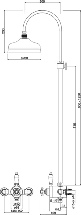 Душевая стойка Cezares Venezia VENEZIA-CD-T-03/24-BI золото - 1