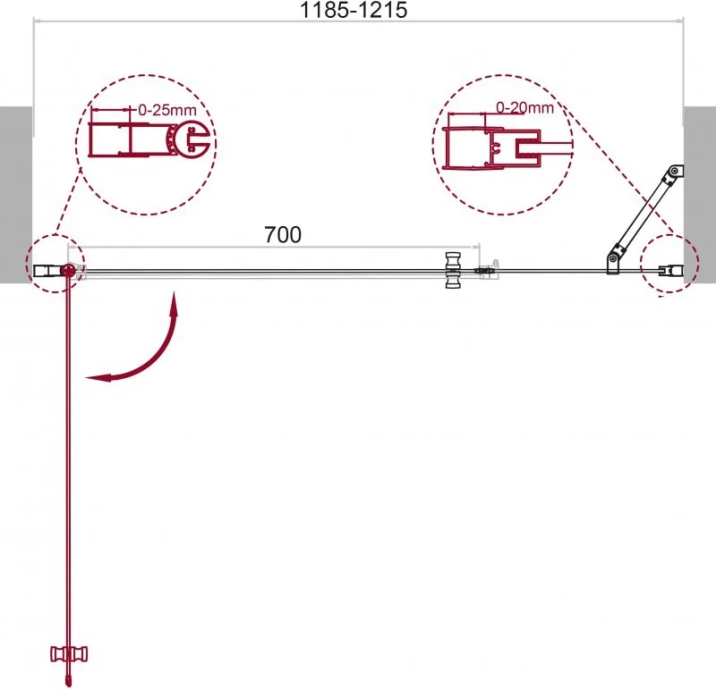 Душевая дверь BelBagno Etna 120 профиль хром  ETNA-B-11-40+80-C-Cr - 4