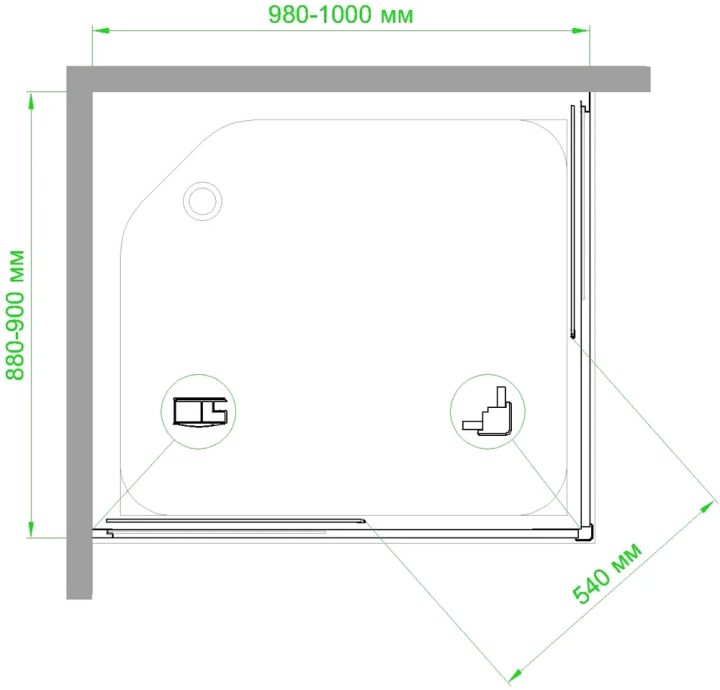 Душевой уголок Royal Bath HPD 100х90 профиль черный стекло матовое RB9100HPD-C-BL - 2