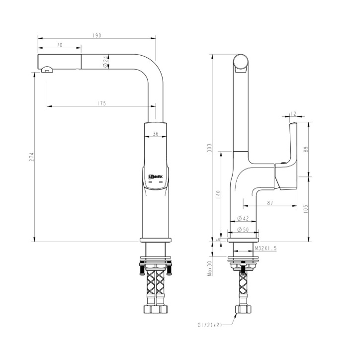Смеситель Lemark Ursus для кухонной мойки LM7205BLR - 1