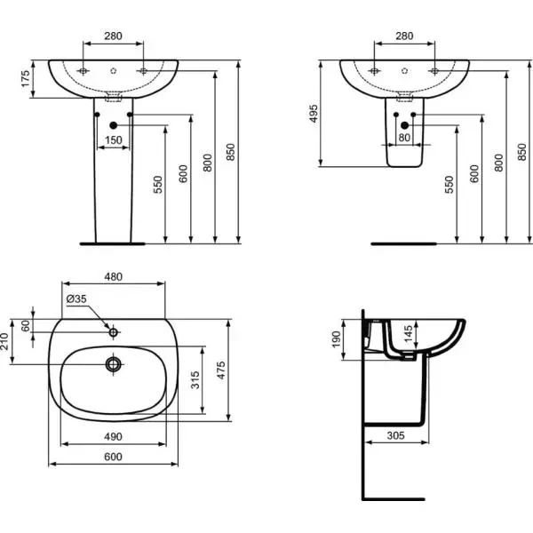 Пьедестал для раковины Ideal Standard Tesi белый T033501 - 2