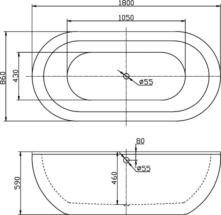 Акриловая ванна BelBagno BB13-1800 - 2