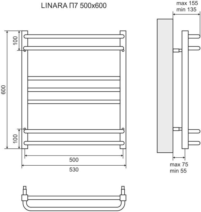 Полотенцесушитель электрический Lemark Linara П7 50x60 LM04607E - 3