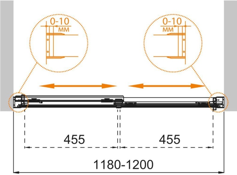 Душевая дверь в нишу Cezares Tandem Soft BF-2-120-C-Cr-IV стекло прозрачное TANDEM-SOFT-BF-2-120-C-Cr-IV - 3