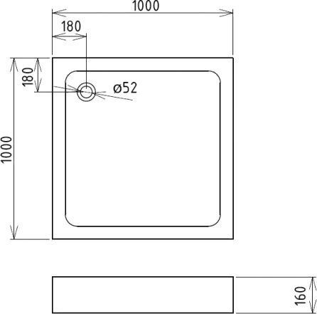 Квадратный душевой поддон Gemy  100x100 см  ST16T - 1