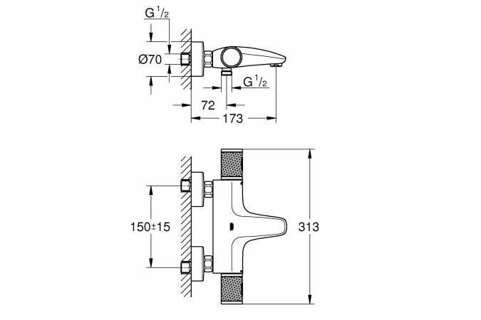 Термостат Grohe Grohtherm 1000 Performance для ванны с душем 34779000 - 2