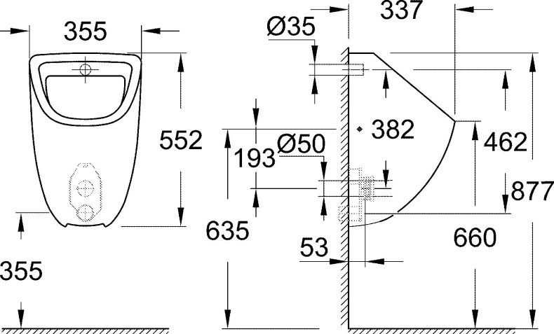 Писсуар Grohe Bau Ceramic 39438000 - 2