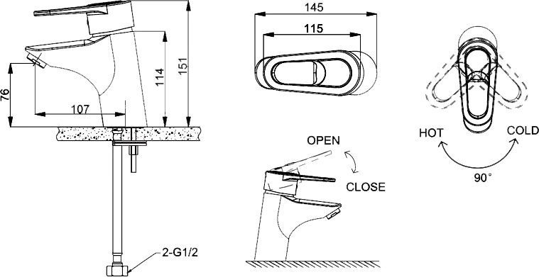 Смеситель Bravat Loop F1124182CP для раковины F1124182CP-RUS - 1