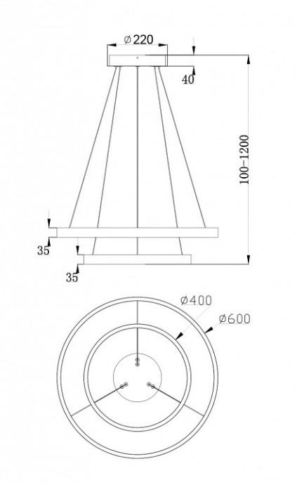 Подвесной светодиодный светильник Maytoni Rim MOD058PL-L55B4K - 4