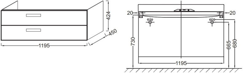 Тумба для комплекта Jacob Delafon Rythmik EB1305-E70 - 2