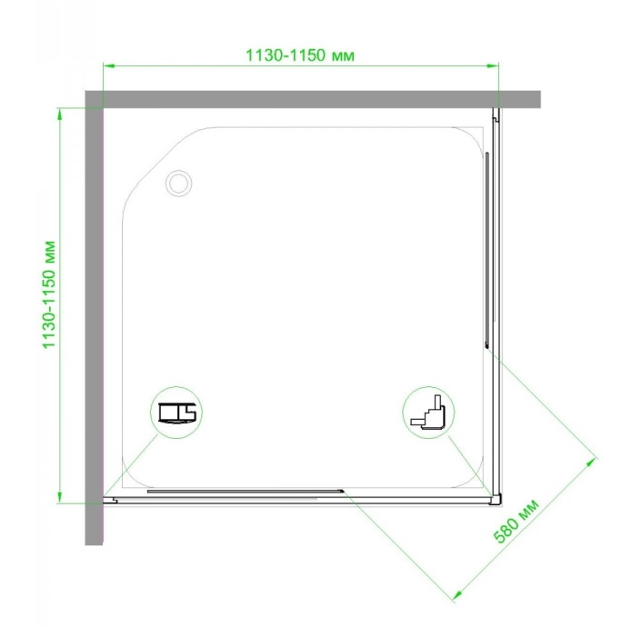 Душевой уголок Royal Bath HPD 115x115 профиль черный стекло матовое RB115HPD-C-BL - 3