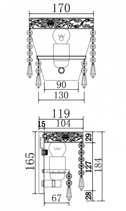 Настенный светильник Maytoni Palace DIA890-WL-01-G - 2