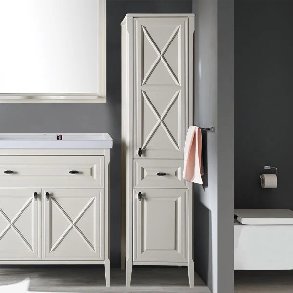 Шкаф-пенал для ванной ASB-Woodline Монте 40 R, бежевый 10801 БЖ - 0