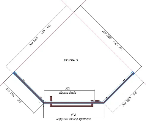 Душевой уголок RGW Hotel HO-084-W 100x100 профиль белый стекло прозрачное 350608400-15 - 4