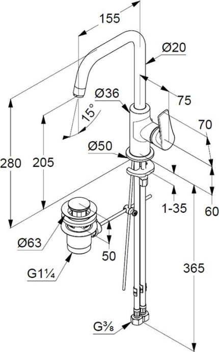 Смеситель Kludi Pure&Solid 340250575 для раковины - 3