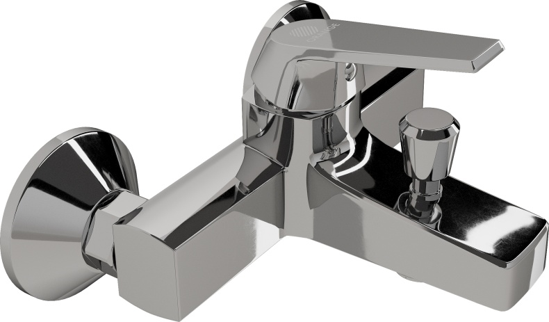 Смеситель для ванны с душем DIWO Смоленск SM-03cr хром, однорычажный, настенный, глянцевый - 0