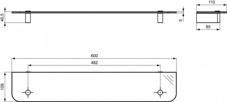 Стеклянная полка Ideal Standard Connect  N1394AA - 1