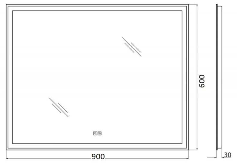 Зеркало BelBagno 90х60 с подсветкой, подогревом  SPC-GRT-900-600-LED-TCH-WARM - 2