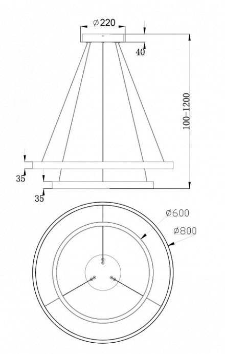 Подвесной светодиодный светильник Maytoni Rim MOD058PL-L74W4K - 4