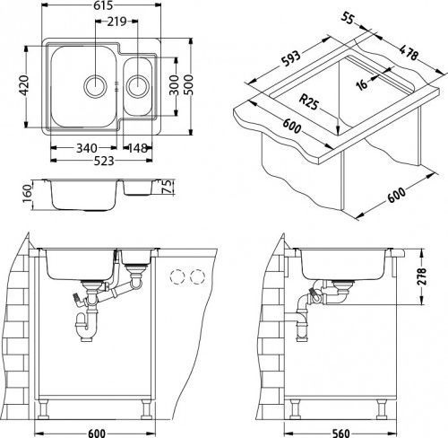 Мойка кухонная Alveus Line 50 1065676 - 2