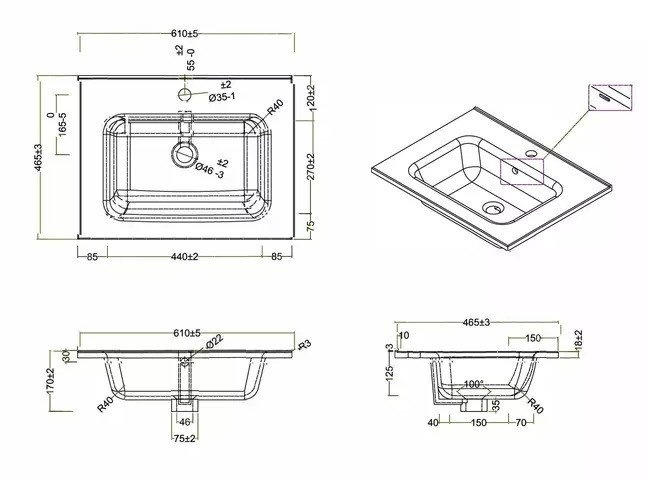 Раковина мебельная BelBagno 60 черный матовый BB600ETL-MB - 1
