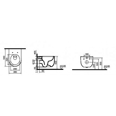 Подвесной унитаз VitrA Liquid белый без сиденья 7321B403-0075 - 1