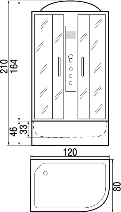 Душевая кабина с поддоном River Dunay 120/80/44 MT L  10000001443 - 2