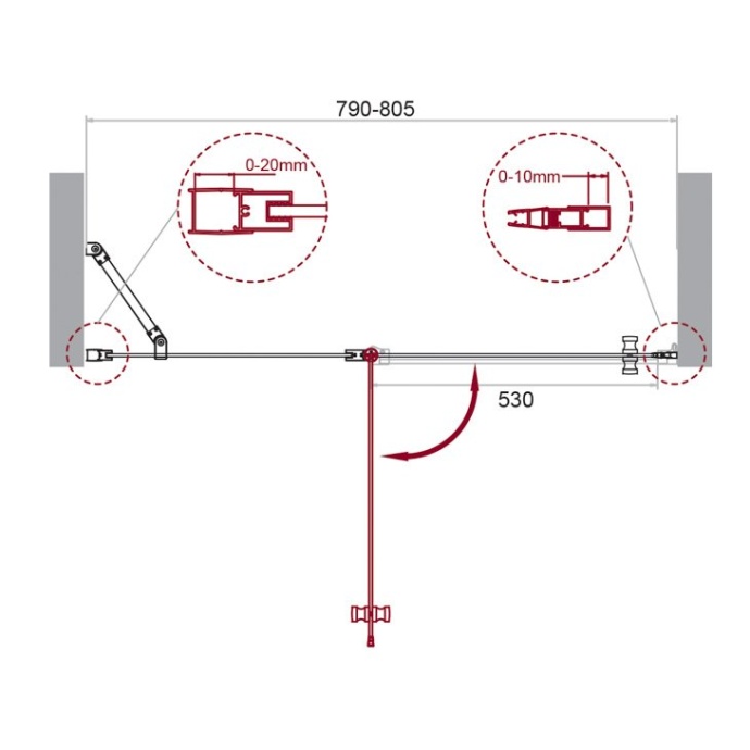 Душевая дверь BelBagno Etna 80 профиль хром  ETNA-B-12-60/20-C-Cr - 7