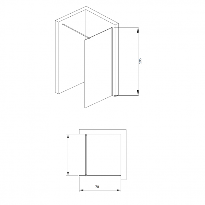 Душевая перегородка RGW WA-002 70х195 профиль хром стекло матовое 35100207-21 - 2