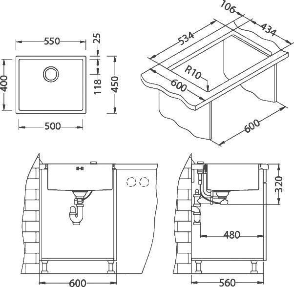 Мойка кухонная Alveus Quadrix Monarch 50 медь 1122691 - 2