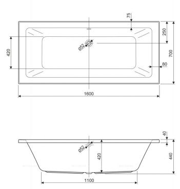 Акриловая ванна Cezares Plane Mini 160х70  PLANE MINI-160-70-42-W37 - 2