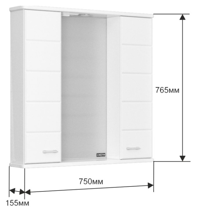 Зеркало-шкаф Санта Омега 75 с подсветкой белый 107005 - 4