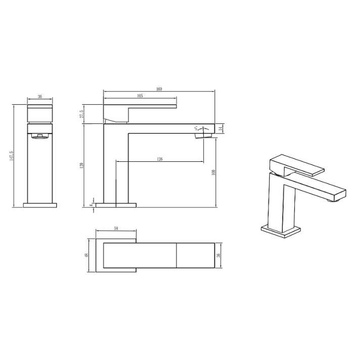 Смеситель для раковины Boheme Qubic бронза матовый 471-BR - 1