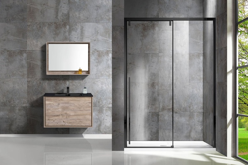 Душевая дверь в нишу Vincea Lugano VDS-1L140CLB-1 140 см, профиль черный - 1