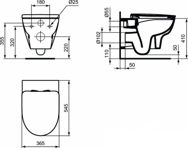 Унитаз подвесной Ideal Standard Esedra белый  T365701 - 3