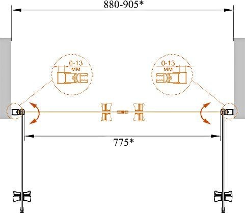 Душевая дверь в нишу Cezares ECO-O-B-2-90-P-Cr стекло punto - 7