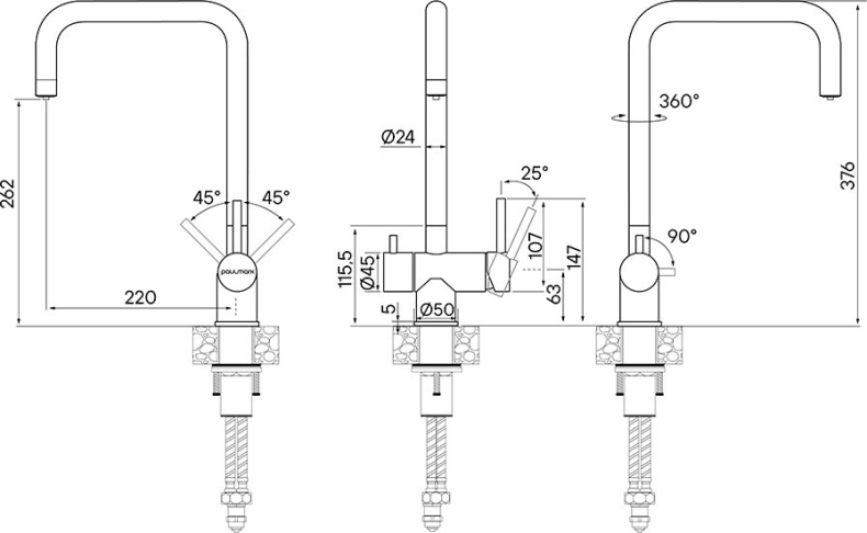 Смеситель для кухни Paulmark Wetter нержавеющая сталь  We213030-SS - 2