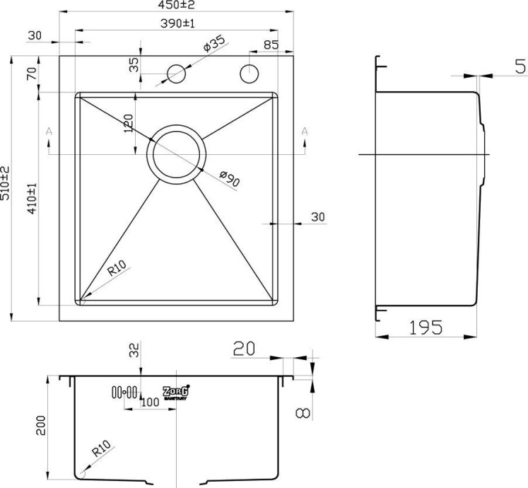 Мойка кухонная Zorg Inox RX RX-4551 - 1