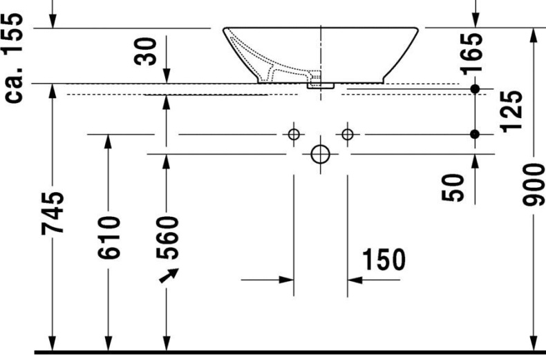 Накладная раковина Duravit Bacino 50 см  0334520000 - 6