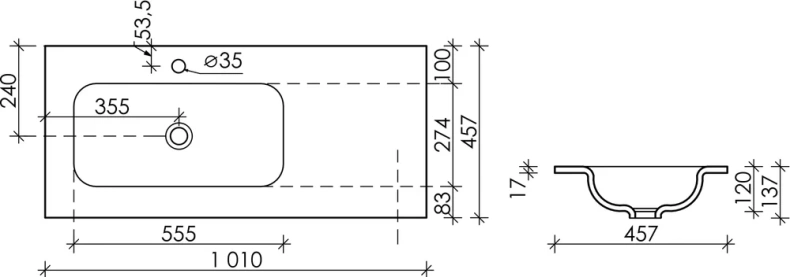 Мебельная раковина Ceramica Nova Element 101х45.7 белая CN7014 - 1