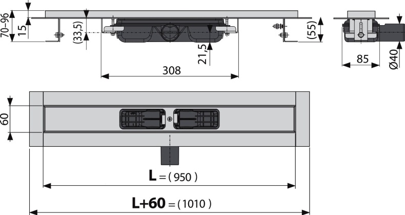 Душевой лоток AlcaPlast APZ101 950 с опорами APZ101-950 - 6