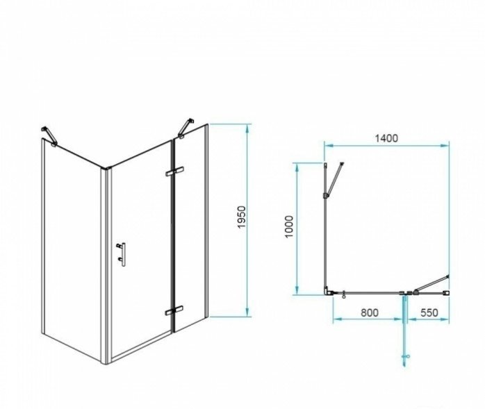 Душевой уголок RGW Passage PA-77-1B R 140x100 профиль черный стекло прозрачное 410877140-084R - 2