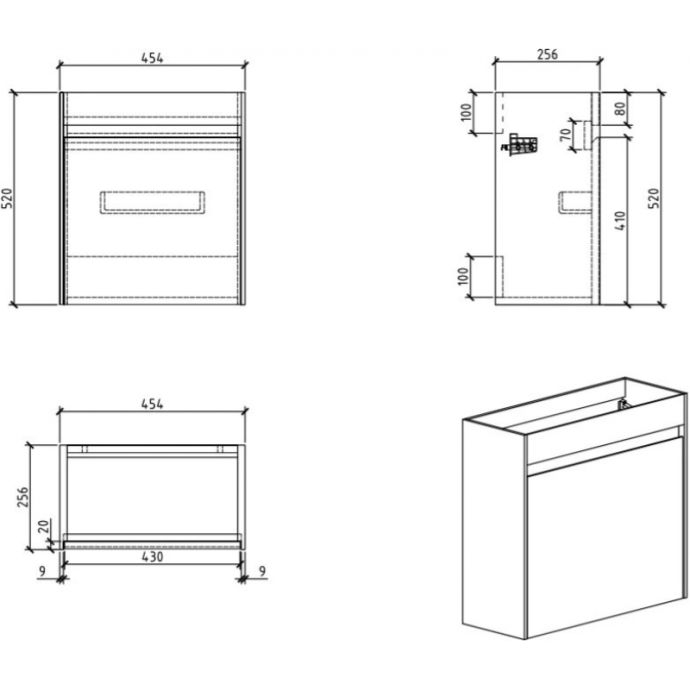 Тумба под раковину BelBagno Pietra Mini 46 L белый PIETRA MINI-460-1A-SO-BL-L - 3