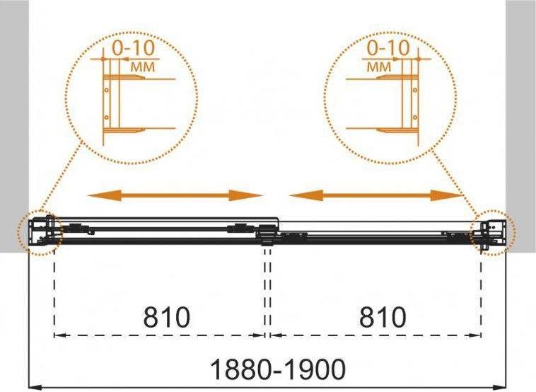 Шторка на ванну Cezares Tandem Soft VF 2 190/145 C Cr IV стекло прозрачное TANDEM-SOFT-VF-2-190/145-C-Cr-IV - 4
