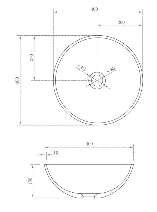 Раковина накладная Abber Stein 40х40 белый матовый AS2608 - 4