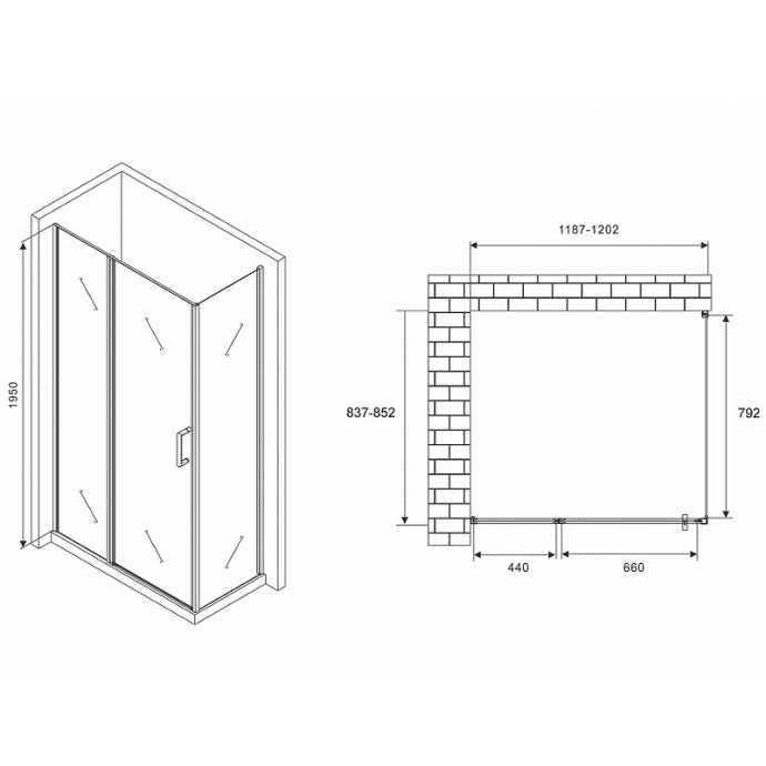 Душевой уголок Abber Sonnenstrand 120х85 черный стекло прозрачное AG04120BS-S85B - 1