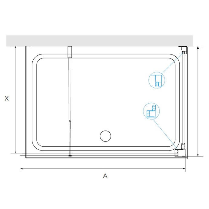 Душевой уголок Rgw Walk in 100x90 чёрный стекло прозрачное 351005109-14 - 1