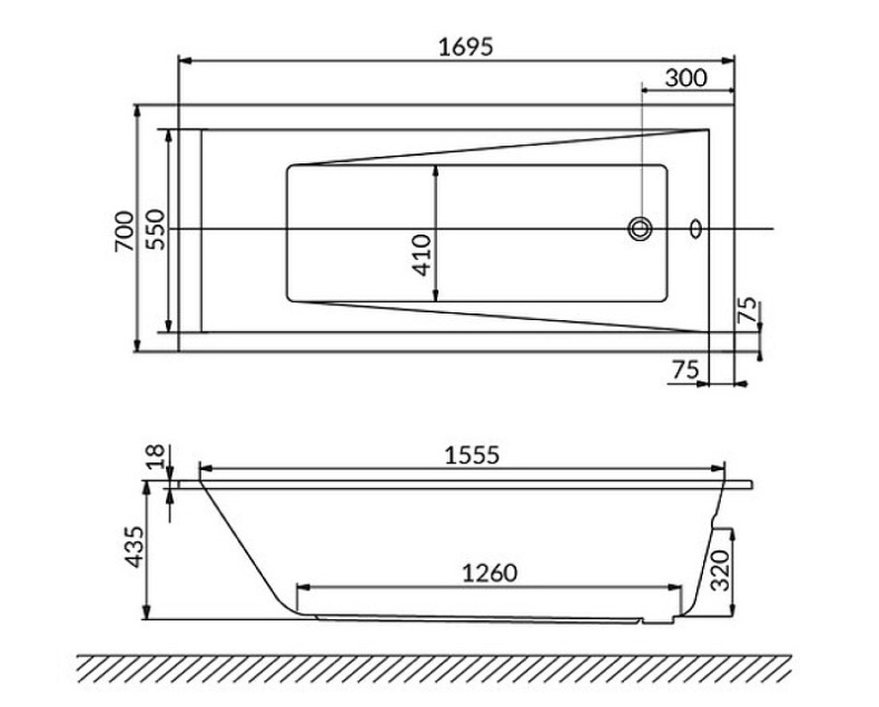 Ванна акриловая WHITECROSS Wave Slim 170x70 белый 0111.170070.100 - 4
