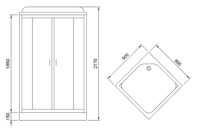 Душевая кабина Royal Bath 90x90 профиль белый стекло прозрачное RB90HP4-MT - 5